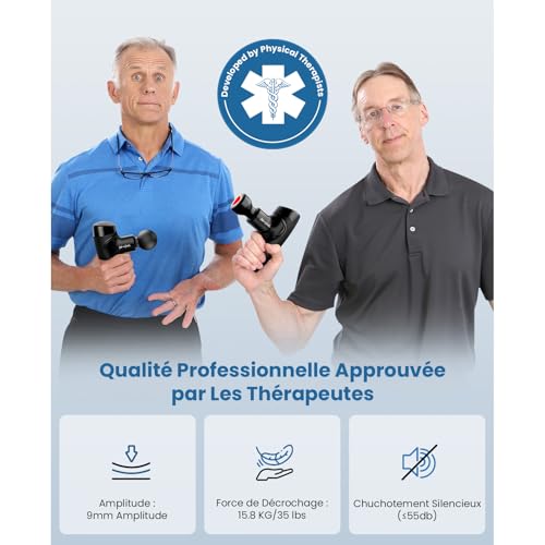 Pistole de massage Bob and Brad M7 Plus avec thérapie par la chaleur pour soulager les douleurs musculaires - idéal pour