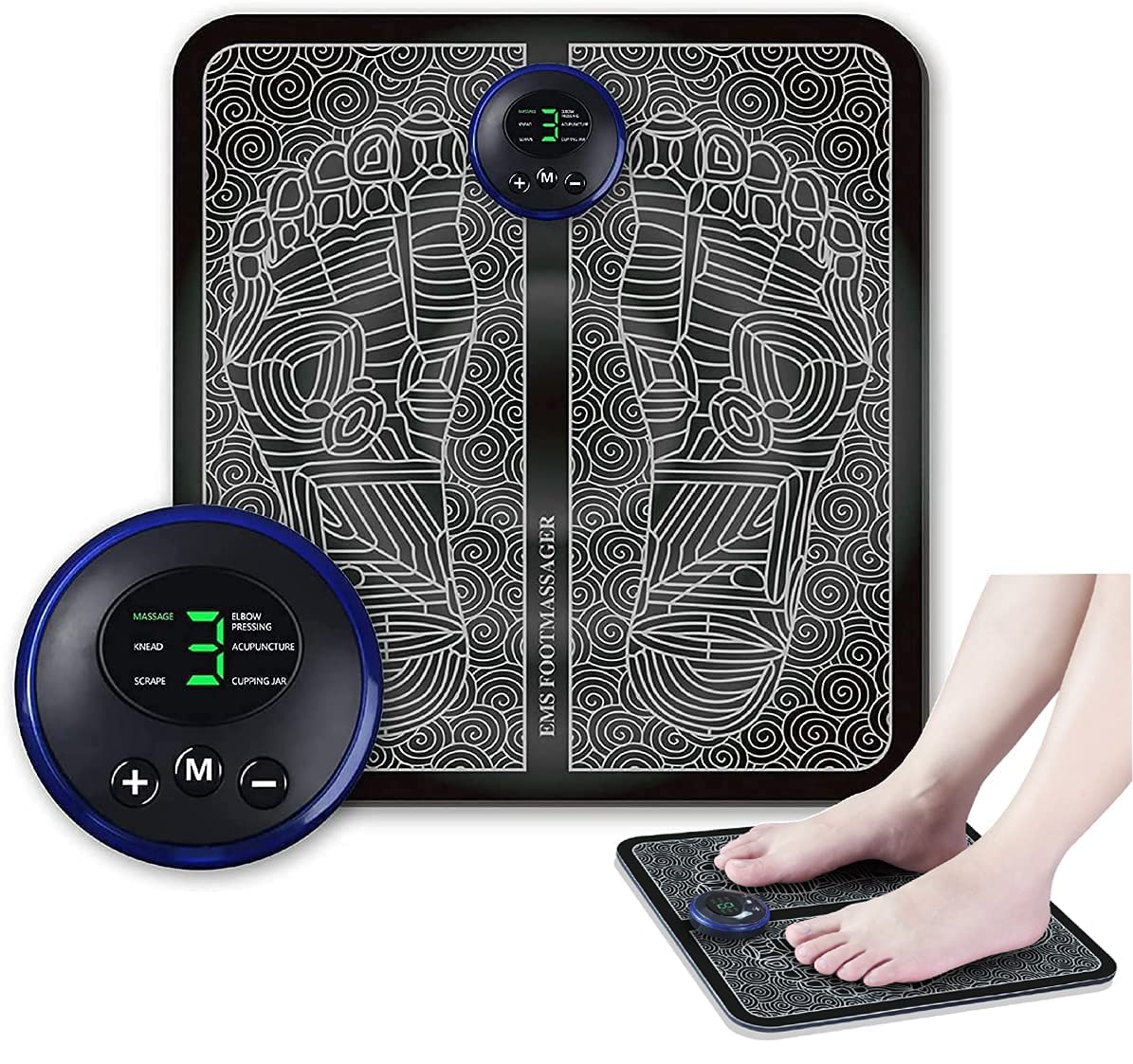Massager des pieds AUELEK EMS, massage plantaire électrique pliable et portable, pour améliorer la circulation et soulag